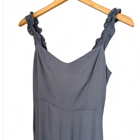 Aritzia Sunday Best Flirt Ruffle Jumpsuit Size 8 Granite Blue Wide leg - Picture 6 of 11